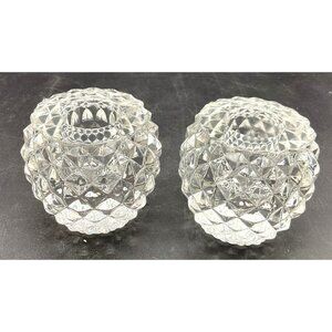 I.W. Rice & Co Crystal Diamond Pattern Candle Holders Set Of 2 - 2.25"H x 2.5"W